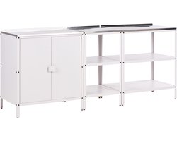 BELIANI VILAMA - Tuin kookeiland met keukenkast - Wit - 3-delig - RVS
