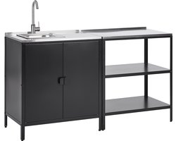BELIANI VILAMA - Tuin kookeiland met keukenkast - Zwart - 2-delig - RVS