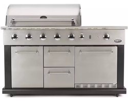 Boretti - Luciano - Gasbarbecue - Zilver - buitenkeuken - ingebouwde koelkast - gietijzeren grillroosters - gietijzeren bakplaat - 2 lades - 1 opbergruimte