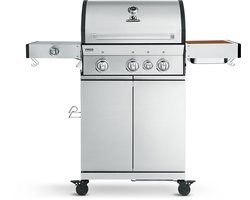 BURNHARD® 3 Branders gasbarbecue FRED Deluxe BLACK Series 3 incl. achterbrander, keramische 900°C infraroodbrander, zijkookplaat, RVS grillrooster + uitklapbare zijtafels