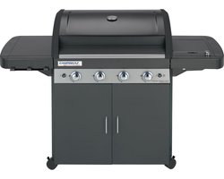 Campingaz 4 Series Classic LS Gasbarbecue - outdoor grill - 4 afzonderlijk te regelen branders - gasbarbecue met zijbrander - modulaire BBQ accessoires - veilige Piezo ontsteking - gas barbecue met vaatwasserbestendige onderdelen - Zwart
