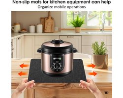 Candala Set van 2 vuurvaste onderleggers voor keukenapparaten, hittebeschermingsmat, 30 x 45 cm, brandwerende deken, antislip, ideaal voor koffiezetapparaten, magnetrons, broodroosters, luchtfriteuses - zwart