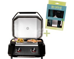 Cozze® G-500 Plancha Gasbakplaat met deksel en 2 gasbranders, 5,0 kW - Inclusief gratis BBQ-set