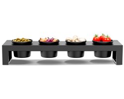 Cozze® topping station met vier niet-klevende kommen voor buitenkeuken en tafelgebruik