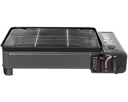 Deliqa gas BBQ - draagbare bbq op gas - gasbqq - camping kookgrill - buitencamping bbq - zwart - met accessoires -