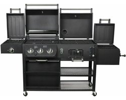 El Fuego Arizona combi barbecue - Barbecue - bbq - Zwart - Materiaal grillrooster Gietijzer en verchroomd staal - 83 kg - Afmeting ca. 203 x 127 x 60 cm