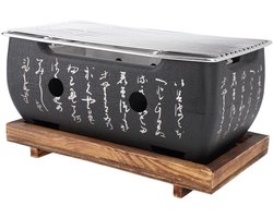 Grill in Japanse stijl, houtskoolfornuis, draagbare Japanse barbecuegrill, rechthoekige houtskoolfornuis met voet, Japanse tafelbarbecue voor op de camping (XL)