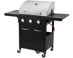 Grillmeister Memphis Gas BBQ 3 Branders - RVS Deksel - Met Thermometer - Inklapbare Zijtafels - Grote BBQ