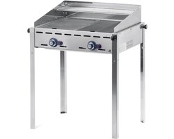 HENDI Green Fire barbecue – 2 branders – geëmailleerde gietijzeren bakplaat – 11,6 kW – 740x615x825 mm