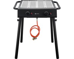 HENDI Krachtige gasgrill – 2 branders – compact en draagbaar – zwart – 9,5kW