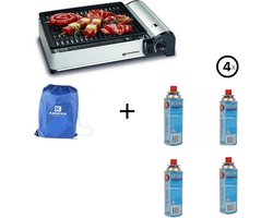 Kemper draagbare smart gas barbecue Tafelbarbecue Campingkooktoestel + Incl. 4 Gasflessen/Gasbussen - 227 gram