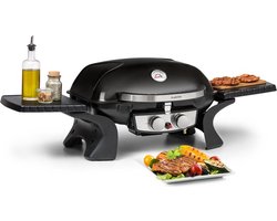 Klarstein Parforce Duo Gasbarbecue Bbq Gasbarbecue Met 4,4Kw - 2 Branders, Tot 300 °C, Gassoort: Butaan/Propaan, Roestvrij Staal, 15000 Btu, Elektrische Ontsteking, 50 X 39 Cm Grilloppervlak, Deksel, Zwart