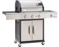 LANDMANN GasBBQ Triton 3.1 MAXX PTS | traploos instelbare roestvrijstalen brander met 15 kW vermogen | temperatuurweergave in het deksel | incl. PTS-systeem voor gelijkmatige warmteverdeling - Gasgrill
