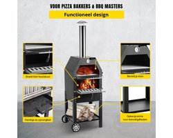 Onderweg online - Luxe BBQ - Pizza oven - 2-in-1 - Houtoven - Pizzasteen - Houtskool BBQ - 45.8x46.4x141.8 cm