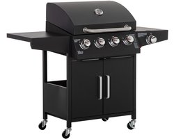 Outsunny gasbarbecue - barbecue - metaal - 132,4x55x109 cm - zwart
