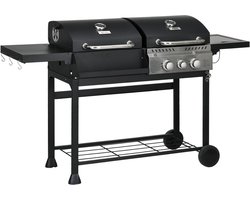 Outsunny - Gasbarbecue - RVS - 161L x 53B x 101H cm - Zwart