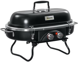 Outsunny - Gasbarbecue - RVS - 66L x 34,5B x 37H cm - Zwart