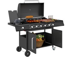 Outsunny - Gasbarbecue - Staal -144,5L x 56B x 110H cm - Zwart