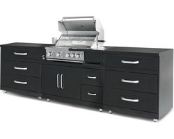 Oviala - 3-delige buitenkeuken met zwarte barbecue - Memphis