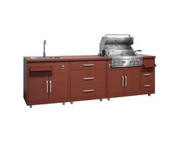 Oviala - 3-delige stalen buitenkeuken met stenen barbecue - Memphis