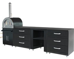 Oviala - 4-delige buitenkeuken met zwarte pizzaoven - Memphis