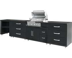 Oviala - 4-elements stalen buitenkeuken met barbecue - Memphis