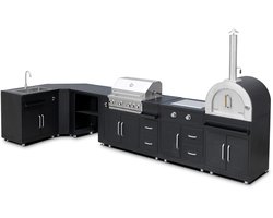 Oviala - Buitenkeuken hoek met 6 elementen, waaronder 3 kook-/spoelmodules - Memphis