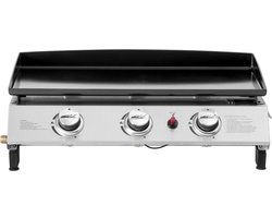 Plancha gas bbq gasgrill bakplaat 3 branders "Jolly" - 7,5 kW - Grijs