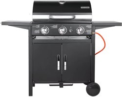 Propaangas BBQ-Grill met 3 Branders - Gas barbecue - Gietijzeren Roosters, Impulsontsteking & Thermometer