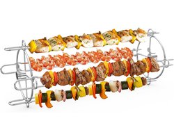 Roestvrij stalen grillrondel sjasliekset voor draaispies en rotisserie, universele spies, accessoires voor shish kebab, rundvlees, kip, groenten