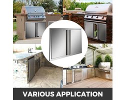 Roestvrijstalen BBQ-deuren - 2 deurs 61x61 cm - verzonken handvat - buitenkeuken