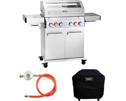 TAINO PLATINUM YAMARA 4+2 gasgrill - roestvrij staal 4 branders searbrander achterbrander met deksel