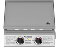 TurboTronic TT-BBQ6 Tafelgrill – Draagbare Tafelmodel Gasgrill - 2 Branders - RVS Bakoppervlak | Tuin Grill - Outdoor & Camping