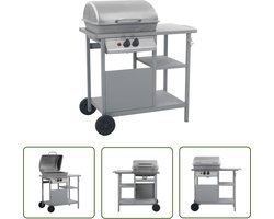 vidaXL Bbq - Gasbarbecue - Gasbarbecue met 3-laags zijtafel zwart en zilverkleurig - Buitenkeuken - Tuinkookset - Stainless Steel