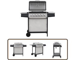 vidaXL Gasbarbecue - 6 kookzones - Roestvrij staal Gasbarbecue - Buitengrill - Bbq - Roestvrijstaal - Stainless Steel