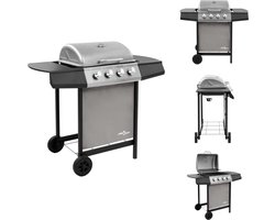 vidaXL Gasbarbecue-grill - Gasbarbecue Grills - Buiten Grill - Buiten Grills - Gasbarbecue met 4 branders zwart en zilverkleurig