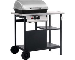 vidaXL Gasbarbecue met 3-laags zijtafel zwart en zilverkleurig