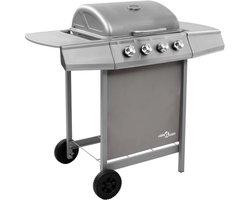 vidaXL Gasbarbecue met 4 branders zilverkleurig