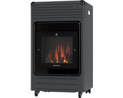 Auronic Mobiele Gaskachel - Met Vlam Effect - Tot 50m2 - 3400W Gas Heater - 2 Warmtestanden - Zuurstofbeveiliging - Incl Slang en Regelaar - Zwart