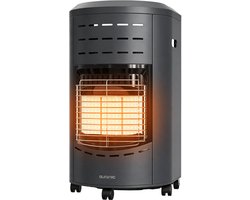 Auronic Mobiele Gaskachel - met Wieltjes - tot 60 m² - 4100W Gas Heater - Inclusief Gasdrukregelaar en Gasslang - Inclusief Opberghoes - Antraciet