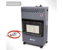 Borvat® Opvouwbare Gas Heater – Mobiele Gaskachel met Wielen – 3 Standen – warmtestraler met piëzo – 4200 kW