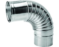 Burgerhout rookgasafvoerbocht Ø150mm 90° Aluminium enkelwandig plooi