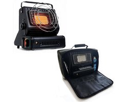 Crestone Draagbare Gaskachel & Kooktoestel met Draagtas - 2 in 1 apparaat - Camping Heater - Heater - Kachel - Dual Valve - Terrasverwarmer - Camping gaskachel - Gas Heater - Verstelbaar - Draagbaar Incl. Kookrooster & Draagtas