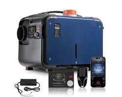 Diesel luchtverwarmer - Luchtverwarmer Parkeerverwarming - Dieselverwarming - Universeel - Dubbele Voeding - Met Afstandsbediening - Bluetooth - 8KW - 12V-24V DC & 110V-240V AC - Marineblauw