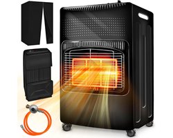 DnA® Gaskachels Met Gasfles - Gaskachel Camping - Gaskachel Mobiel - Zwart - 35cm x 42cm x 74cm