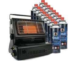 Eurocatch Gaskachel - Incl. 16 Butaan Gasbussen - Heater - Kachel - Terrasverwarmer - Camping gaskachel - Gas Heater - Verstelbaar - Draagbaar