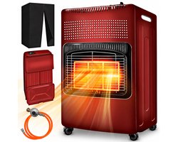 Gaskachel 4200W – Infraroodverwarming – 3 Warmtestanden – Verrijdbaar – Tot 82 m² – Rood