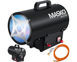 MASKO® Heteluchtkanon Gaskachel incl. Gasslang & Drukregelaar Warmtekanon Gas Verwarming - 10kW Zwart
