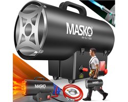 MASKO® Heteluchtkanon Gaskachel incl. Gasslang & Drukregelaar Warmtekanon Gas Verwarming - 15kW Zwart