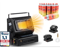 SMH LINE® Gaskachel - 2in1 - Incl. 12 Gasbussen - Heater - Kachel - Terrasverwarmer - Camping gaskachel - Gas Heater - Verstelbaar - Draagbaar